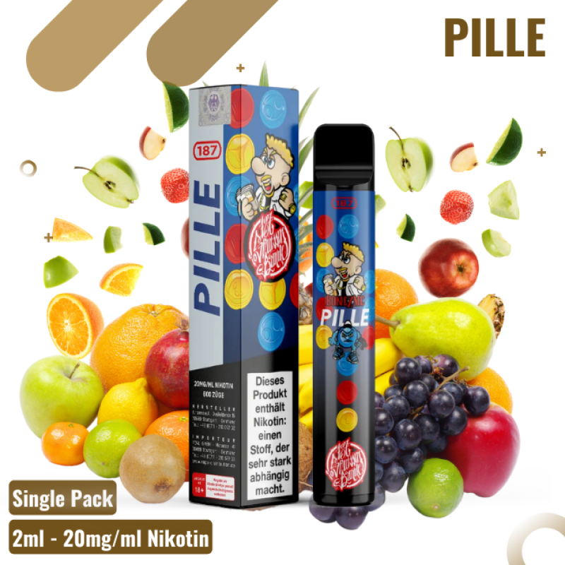 187 Vape - Pille - Einweg E-Shisha - 600 Züge - m...