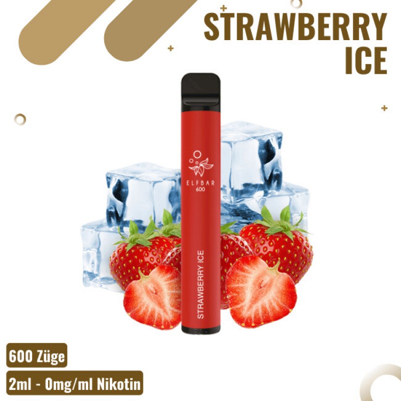 Elf Bar 600 - Strawberry Ice - Nikotinfreie Einweg...