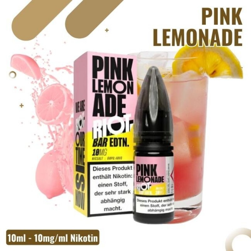 Riot Salt BAR EDTN 10ml - Pink Lemonade - 10mg Nik...