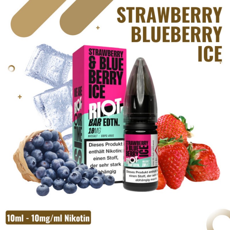 Riot Salt BAR EDTN 10ml - Strawberry Blueberry Ice...
