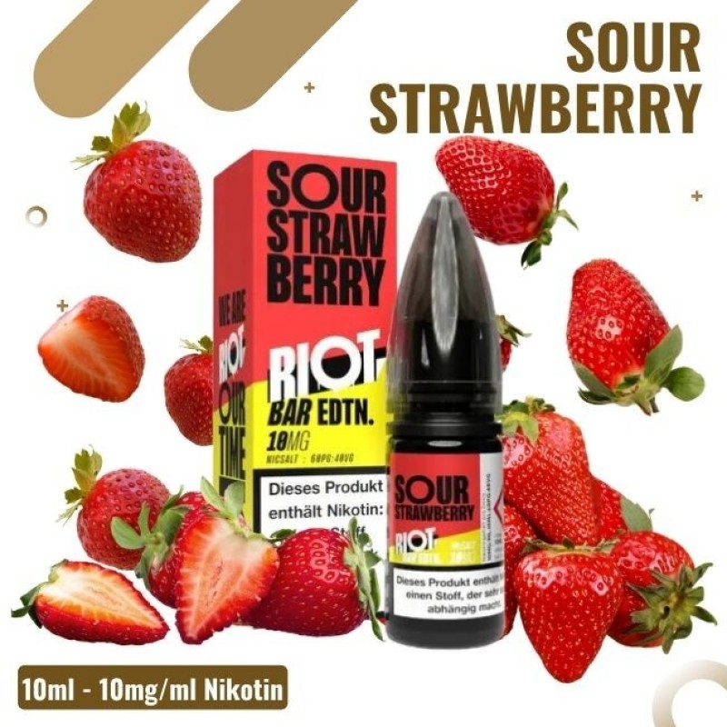 Riot Salt BAR EDTN 10ml - Sour Strawberry - 10mg N...