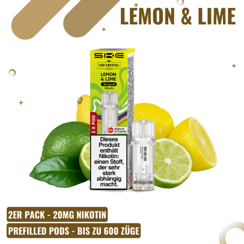 SKE Crystal Plus PODS - Lemon & Lime - 2er Pac...