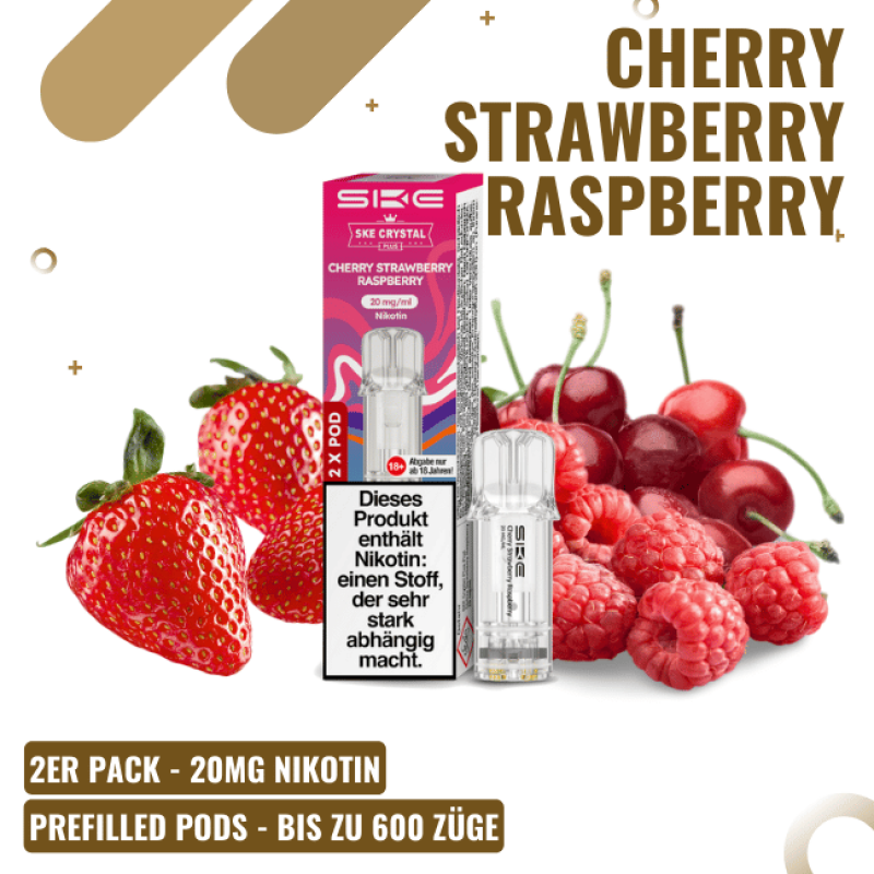 SKE Crystal Plus PODS - Cherry Strawberry Raspberr...