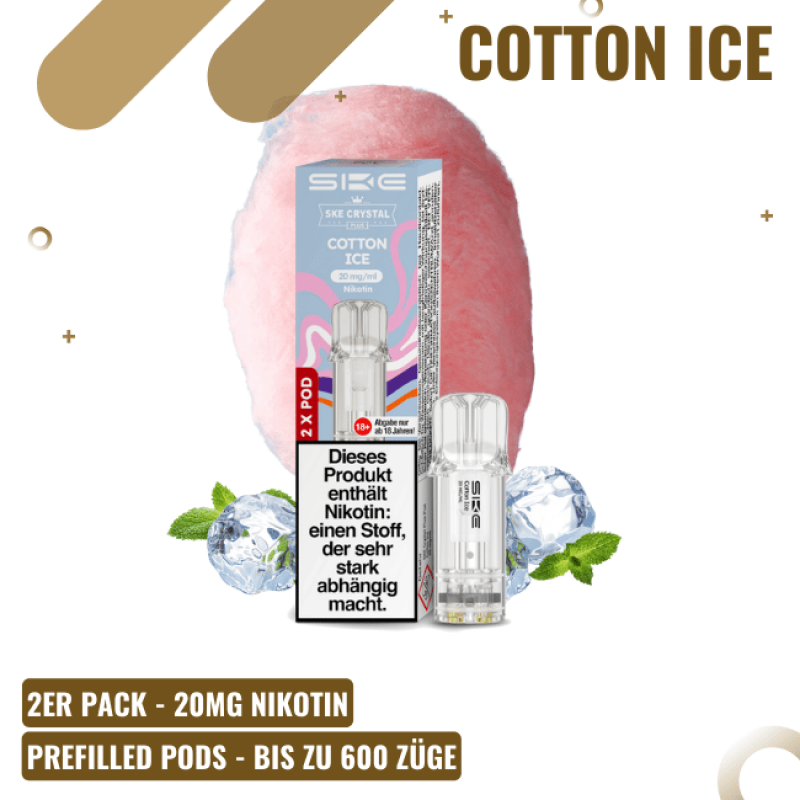 SKE Crystal Plus PODS - Cotton Ice - 2er Pack - 20...